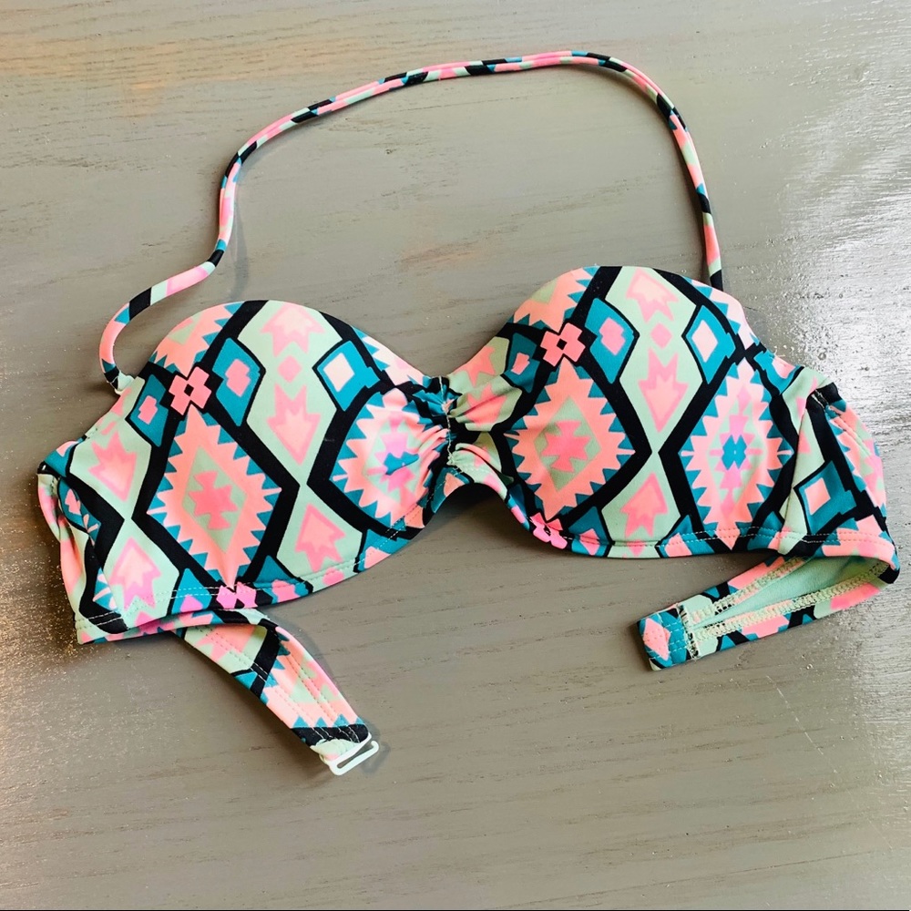 Pacsun swim bikini bathing suit top Aztec pink